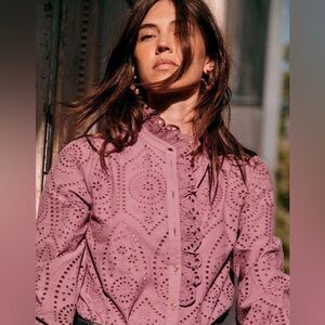 Sezane Chloe Shirt in Wisteria, Size 32